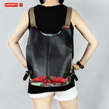 new print Canvas leather Women backpack travel bag female big shoulder bags ladies Large capacity school laptop backpacks