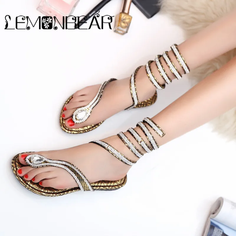 rhinestone snake sandals