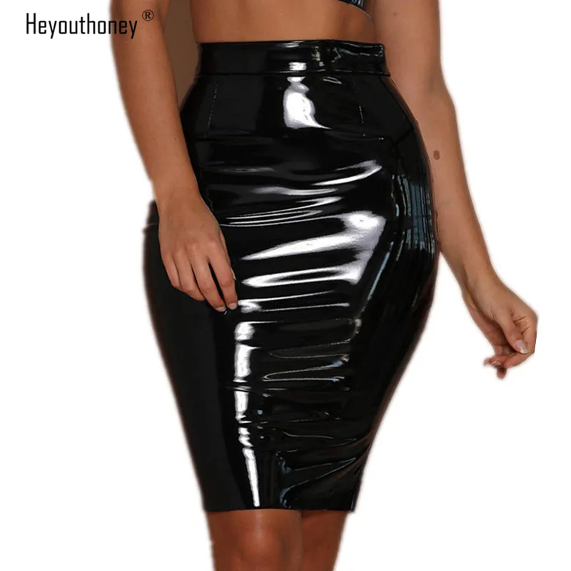 Buy Women's Sexy PU Leather High Waist Skirts Autumn