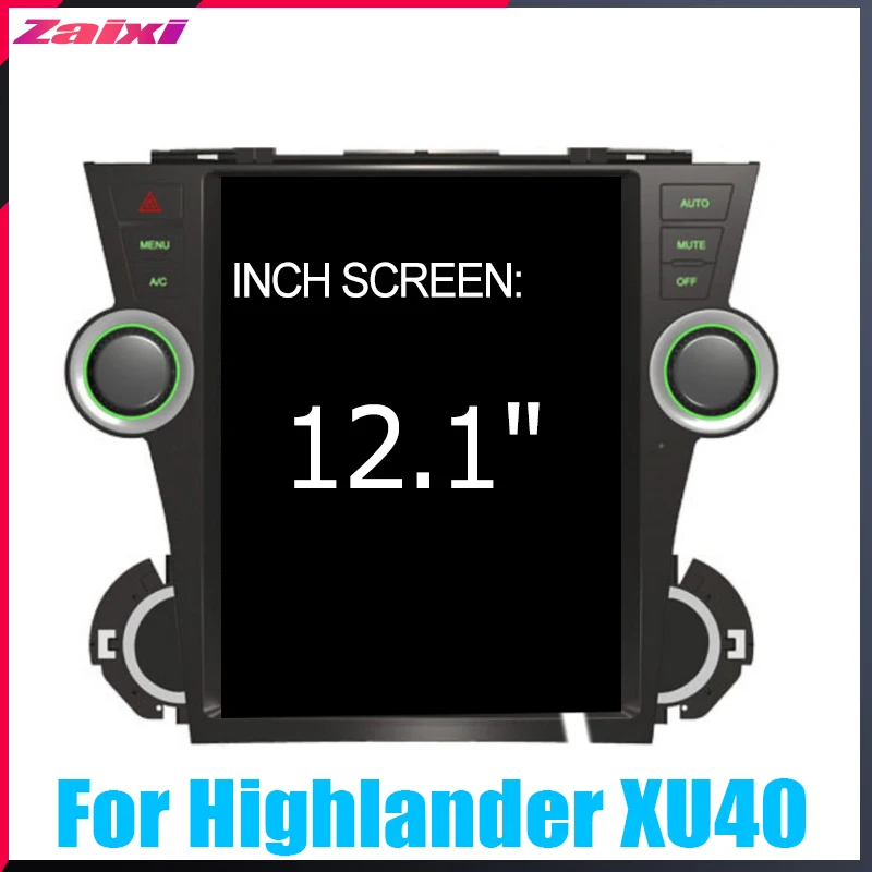 Top ZaiXi 12.1" Vertical screen android car gps multimedia video radio player in dash for Toyota Highlander XU40 2008~2013 car navi 1