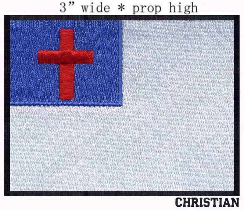 

Christian Flag embroidery patch 3" wide shipping/ don't eat pork/god/ Prayer