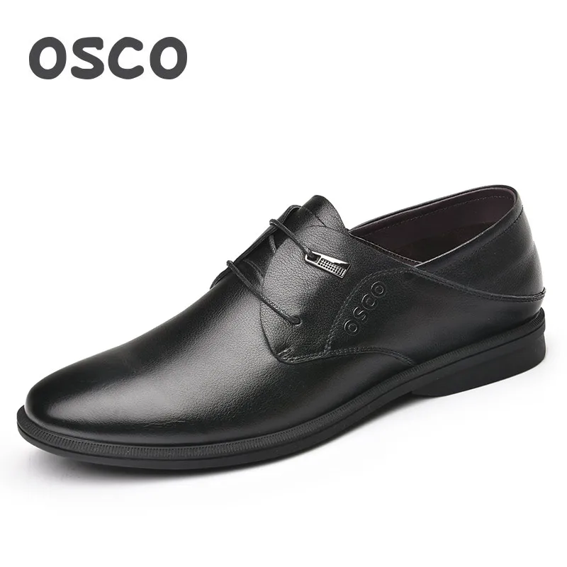 

OSCO Genuine Leather Men Shoes Spring Autumn Fashion Lace-up Business Casual Shoes Male Flat Bottom Breathable Low Top Oxfords