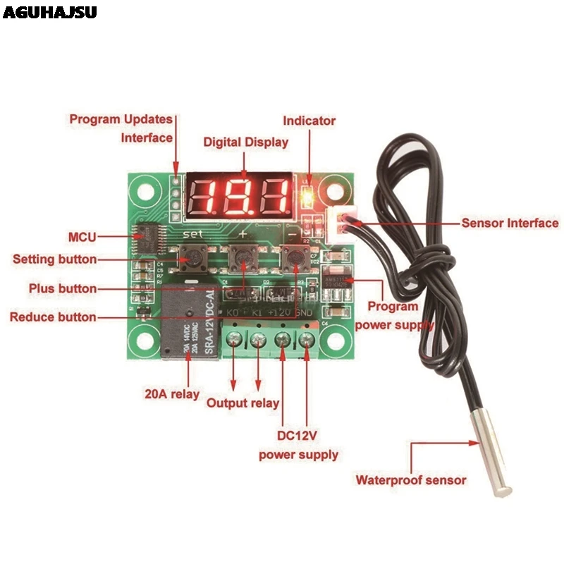 1 шт. W1209 DC 12 В температура отопления охлаждения термостат контроль температуры Переключатель Регулятор температуры термометр термо-контроллер