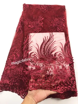 

High Quality Net Lace French Tulle Mesh Lace Fabric For Dress With Beaded African French Net Lace Fabric CHY18124