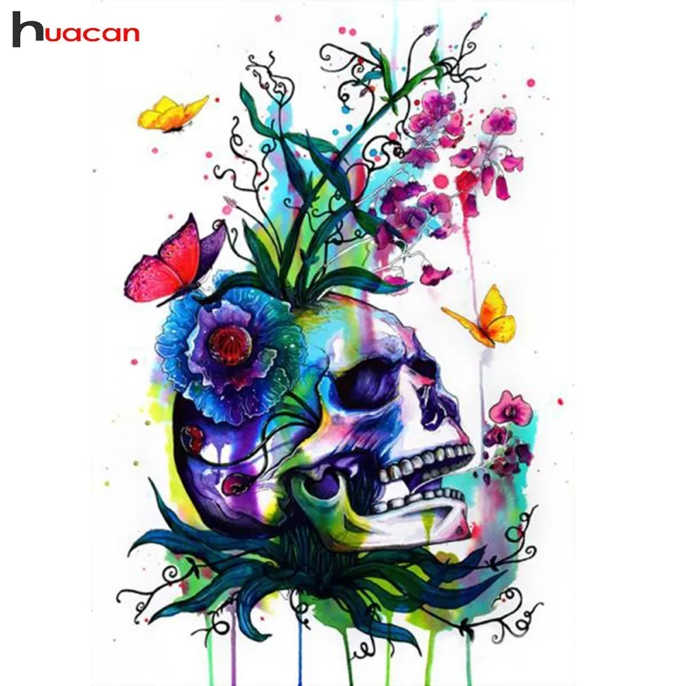 

HUACAN 5D DIY Diamond Painting Cartoon Diamond Embroidery Skull Mosaic Full Square New Arrival Picture Of Rhinestones Decor Home