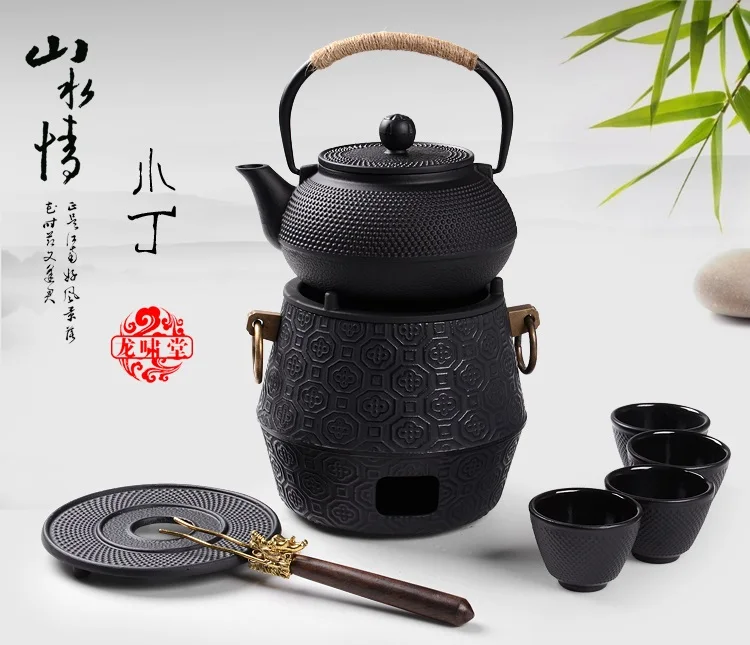estilo japonés Tetera de hierro fundido patrón de doble dragón 300 ml/10 oz imitación de caldera sin revestimiento para decoración de oficinas en el hogar 