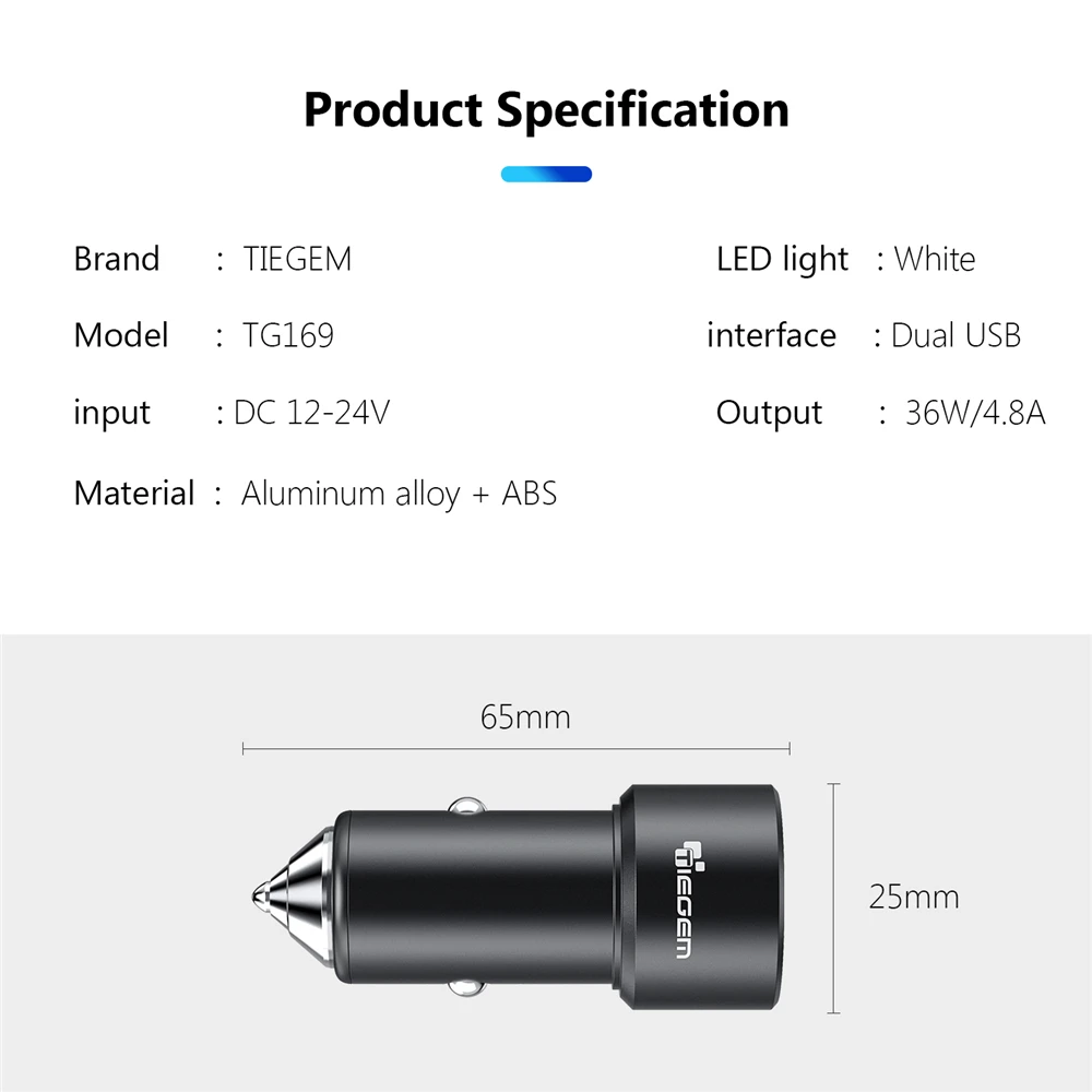 TIEGEM QC3.0 Dual USB Автомобильное зарядное устройство для iPhone usb type C PD Быстрая зарядка 3,0 Автомобильное зарядное устройство для samsung S9 Xiaomi sony адаптер LG