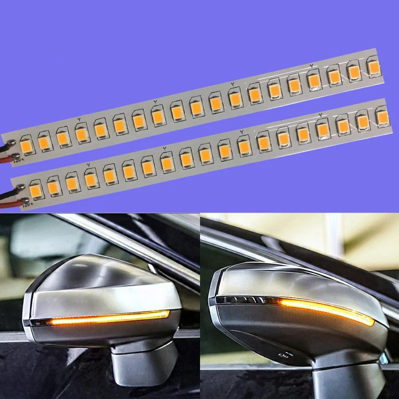 2PCS Led Dynamic Sequential LED Side Mirror Turn Signal Lights Warning Strip Tape Signal Stickers Safety Pair Set(Amper