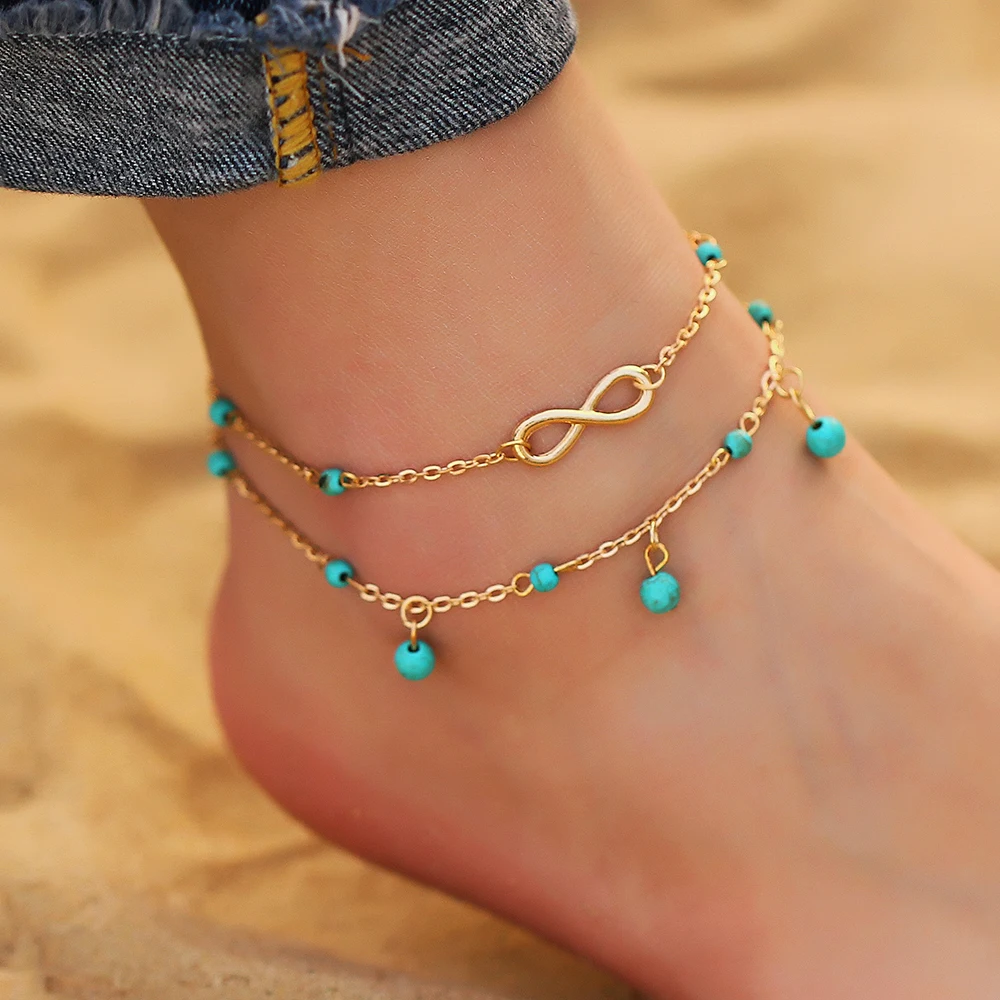 Bohemian Anklet Bracelets For Women Multiple Layers Turkish Eyes Ankle Bracelet Barefoot Sandals Pulseras Foot Jewelry - Image 4