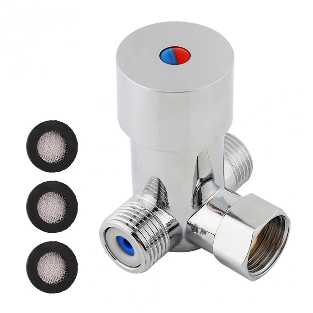 

Retail Silver G1/2 Hot Cold Water Thermostatic Mixing Valve Mixer Temperature Control for Automatic Faucet 20m3/h valve parts