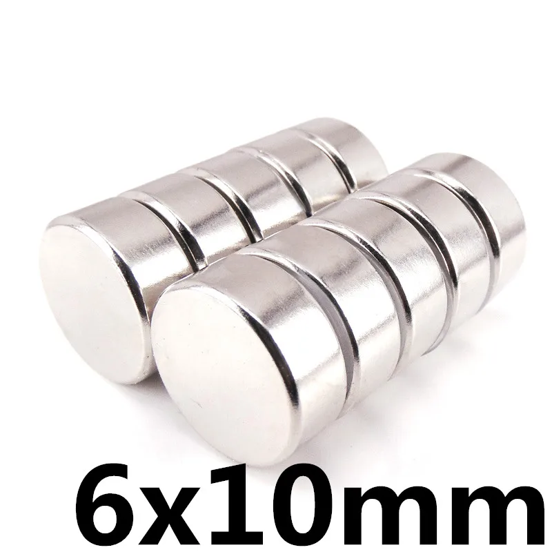 

20pcs Magnet 6x10mm Strong rare earth Round Industrial Magnets N50 Neodymium 6x10