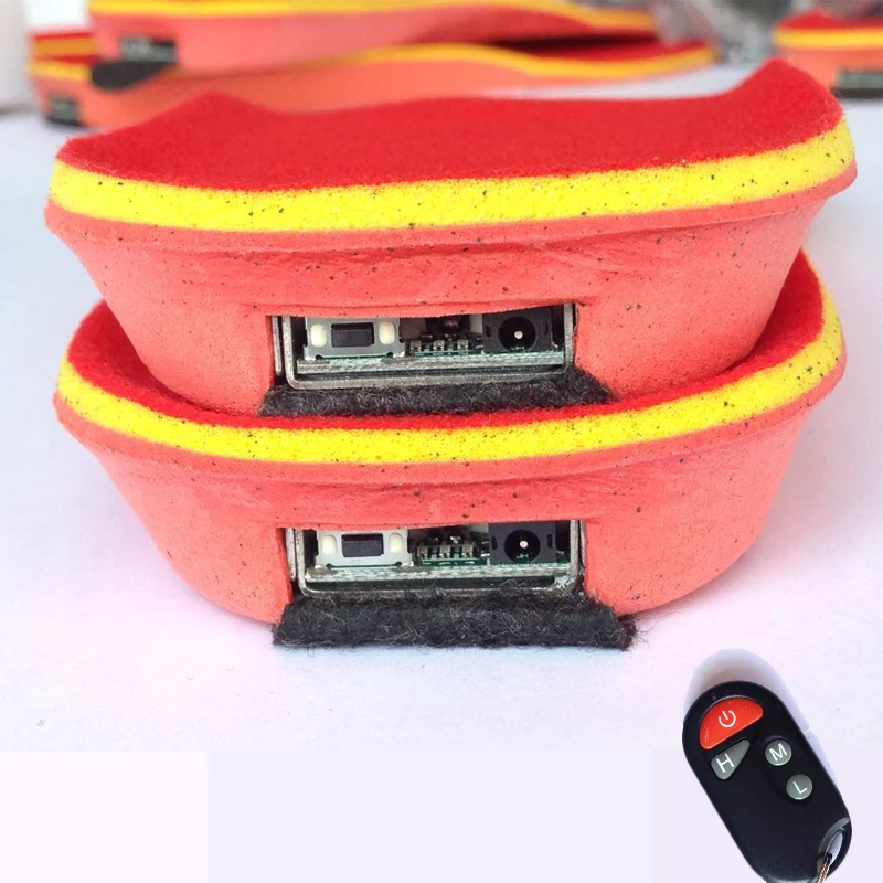 1800mA Wireless Remote Type Battery Powered Heating Insoles RED  Memory Foam Material EUR Large Size 41-46 Cut to Fit