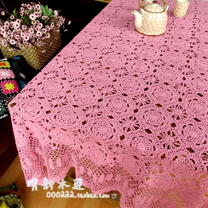 free shipping cotton crochet dimond tablecloth handmade crochet