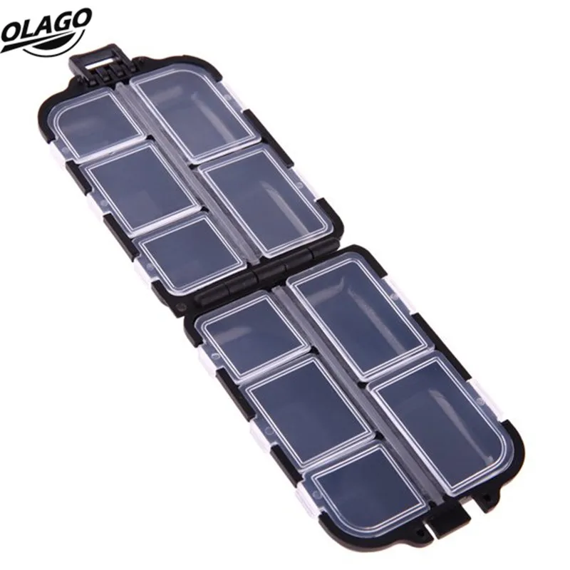 

10 Lattice Utility Fishing Tackle Box Lures Hooks Box Hard Plastic Fishing Tools Black Green Fishing Accessories