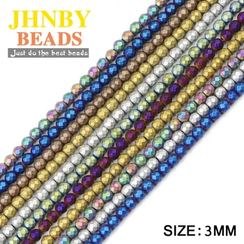 

JHNBY Matte Faceted Round Black Hematite ball 3mm 200pcs Natural Stone ore Loose beads Jewelry bracelet Making DIY Accessories