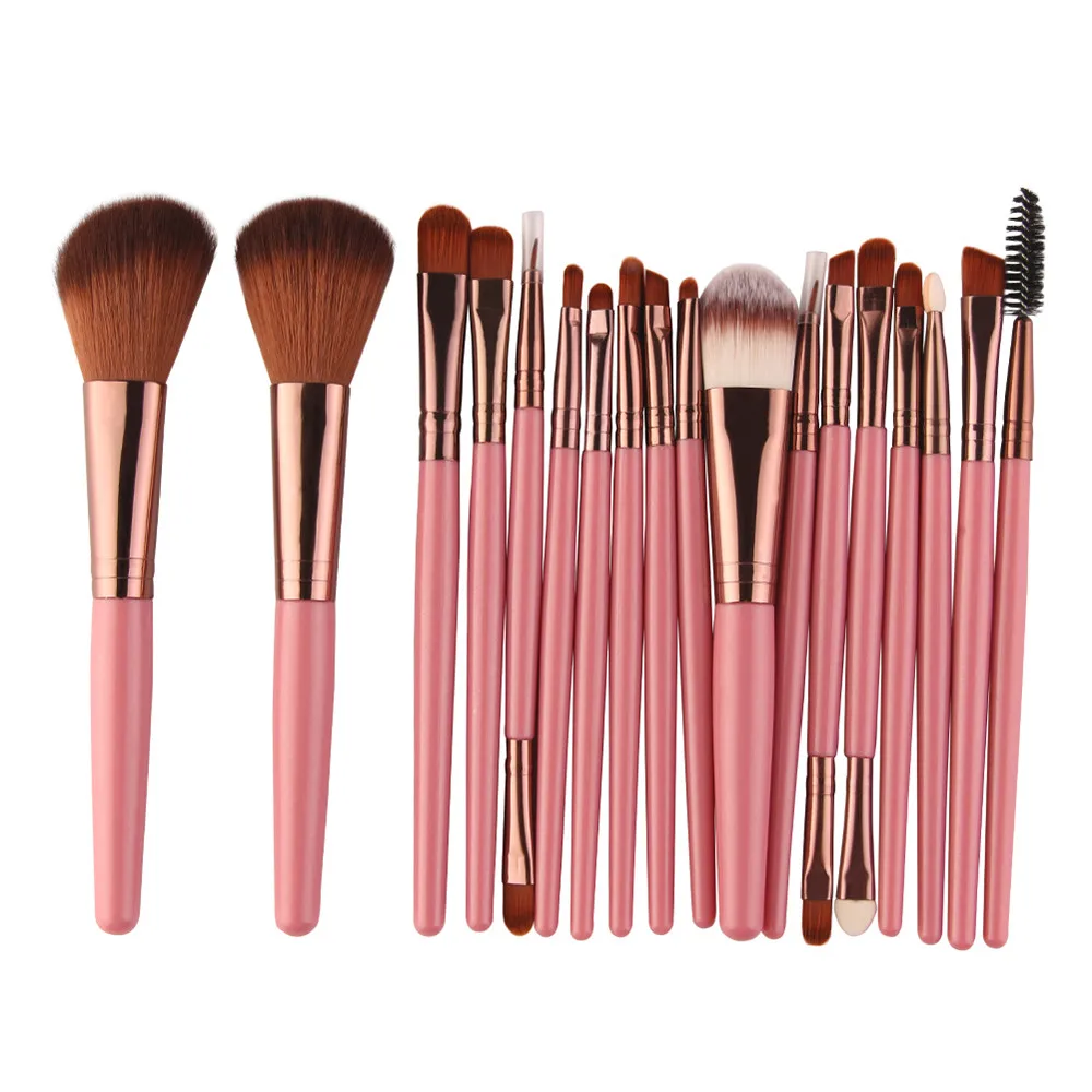 

18 Pcs Professional Makeup Brush Set Tools Make-up Toiletry Kit Wool Make Up Brush Set Wooden Travel Portable Makeup Brushes