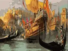 MaHuaf-W1206 medieval ships Framed Acrylic Paint by Number kit 40x50cm hand painted painting by numbers 