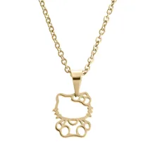 1 Pc Novo Recorte Bonito Kitty Cats Crianças Meninas Gatinho Mulheres Gargantilhas Declaração de Colar de Pingente de Aço Inoxidável Colares Presente Sorte