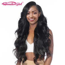 Wonder girl 13x4 парики из натуральных волос на кружеве предварительно сорванные с волосами младенца Remy бразильские волнистые парики для женщин черные