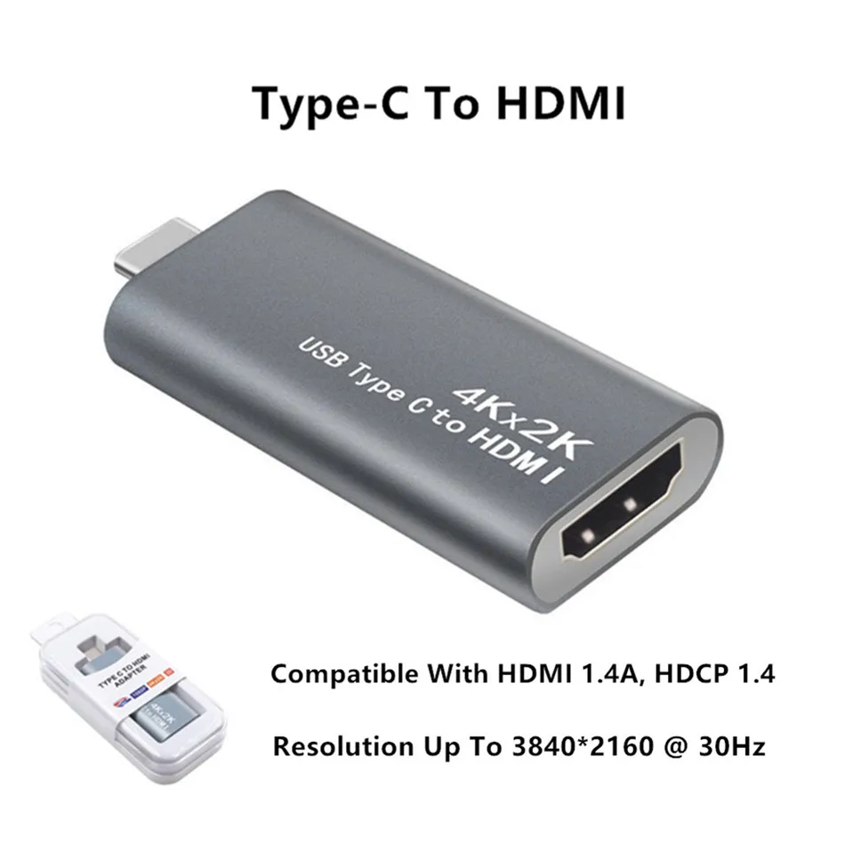 Адаптер usb type C к HDMI 4K 30Hz type-C к HDMI женские конвертеры подходит к Samsung S8/S9 для huawei mate 20/10/P20