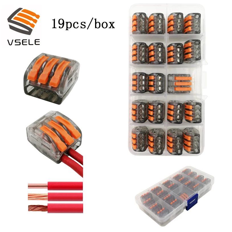 19 шт./лот VSE 413C разъемы для тонких и твердых проводов 3p Тип штекера пружинный зажим