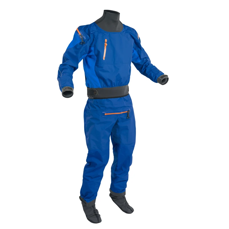 Мужской сухой костюм водонепроницаемый спортивный задний на молнии каяк Drysuit с герметичной молнией обеспечивает превосходную прочность и защиту сохраняет сухость - Цвет: Синий
