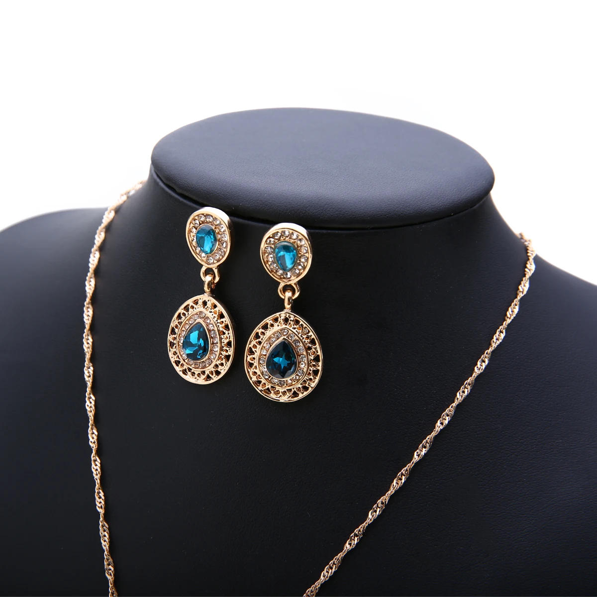 Fashion Wedding Bridal Jewelry Sets Rhinestone Austrian Crystal Jewelry Set Necklace Earrings Pendant Set Vintage Accessories