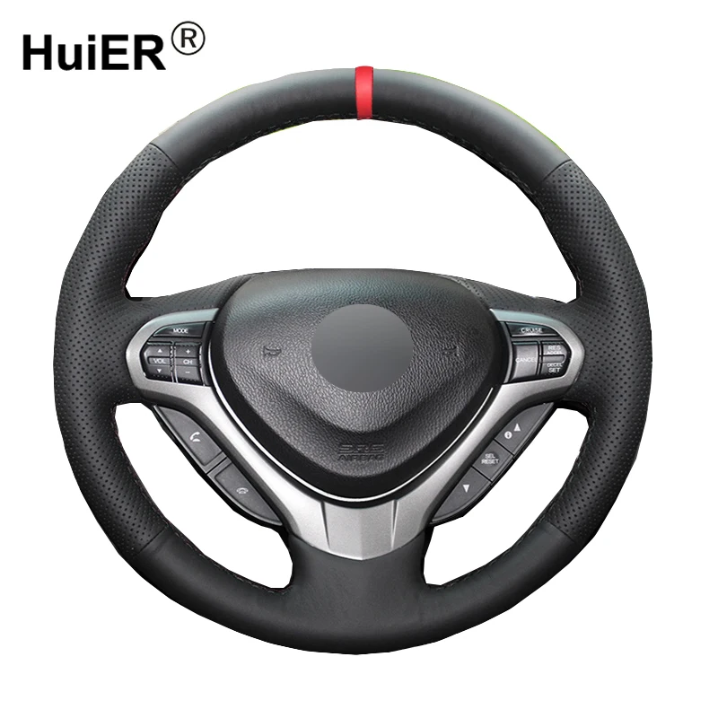 

HuiER Pure Hand Sewing Car Steering Wheel Cover Car Styling Red Marker For Honda Spirior OId Accord Automobile Steering Wheel