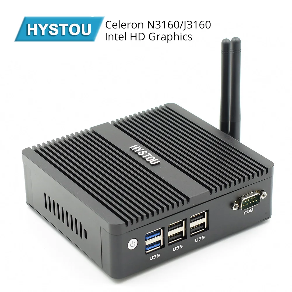 HYSTOU четырехъядерный N3160 безвентиляторный мини-ПК Windows 10 Dual NIC wifi Linux Pfsense маршрутизатор брандмауэр сервер AES-NI поддержка i7 5550U