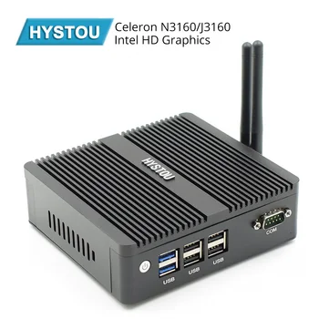 

HYSTOU Quad Core N3160 Fanless Mini PC Windows 10 Dual NICS WIFI Linux Pfsense Router Firewall Server AES-NI Supported i7 5550U