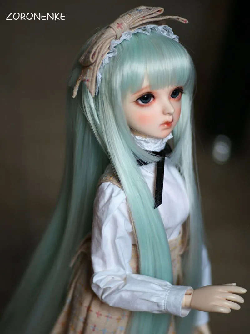 1/3 1/4 1/6 Bjd SD Doll Wigs High Temperature Wire Long Green Colors Synthetic Doll Wig For Dolls Accessories