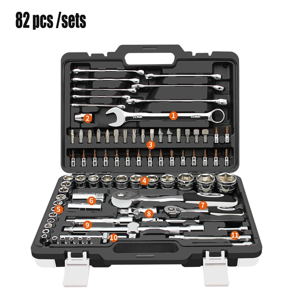 HGhomeart Hand tool Set Car Repair Tools Ratchet Socket Wrench Tool Set of Batch Head Home Repair Tool Set