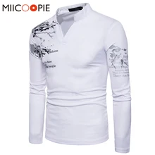 Брендовая одежда весенние мужские рубашки поло с модным принтом и длинным рукавом мужские повседневные облегающие рубашки поло с воротником-стойкой Топы И Футболки