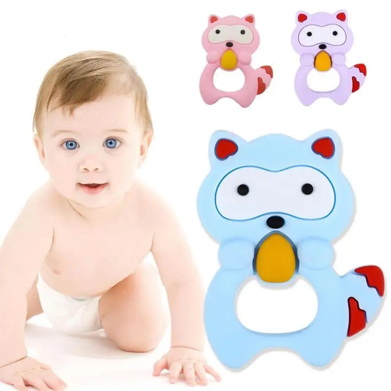 Safe Silicone baby teethers BPA free Kid Rattles Biting Teething