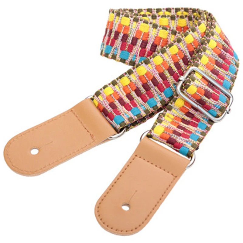 

Longteam Ethnic Style Uklele Tail Nail Cotton Strap Ukulele Leather Head Strap