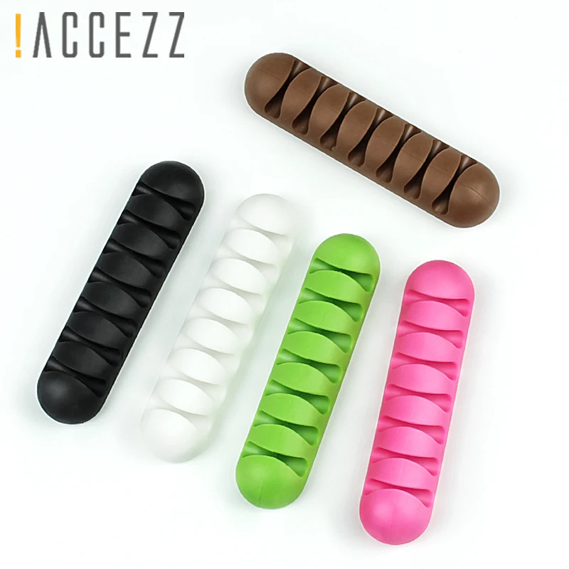 ! ACCEZZ 7 отверстий силиконовый usb кабель для намотки гибких зажимов управления