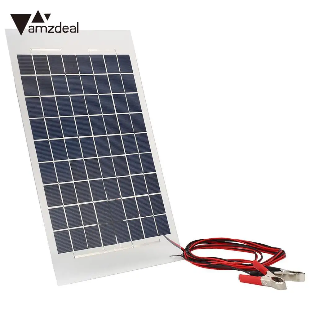 Amzdeal 18 в 10 Вт Панель зарядки от солнца power Bank Внешний аккумулятор автомобиля Крокодил Зажимы солнечные батареи наружная Зарядка для путешествий