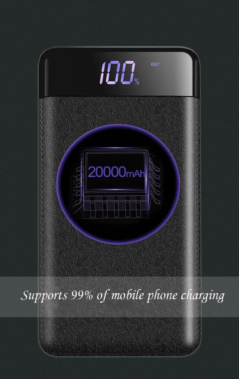 20000 мАч Внешний аккумулятор PoverBank 2 USB lcd power Bank портативное зарядное устройство для мобильного телефона для Xiaomi Mi iphone