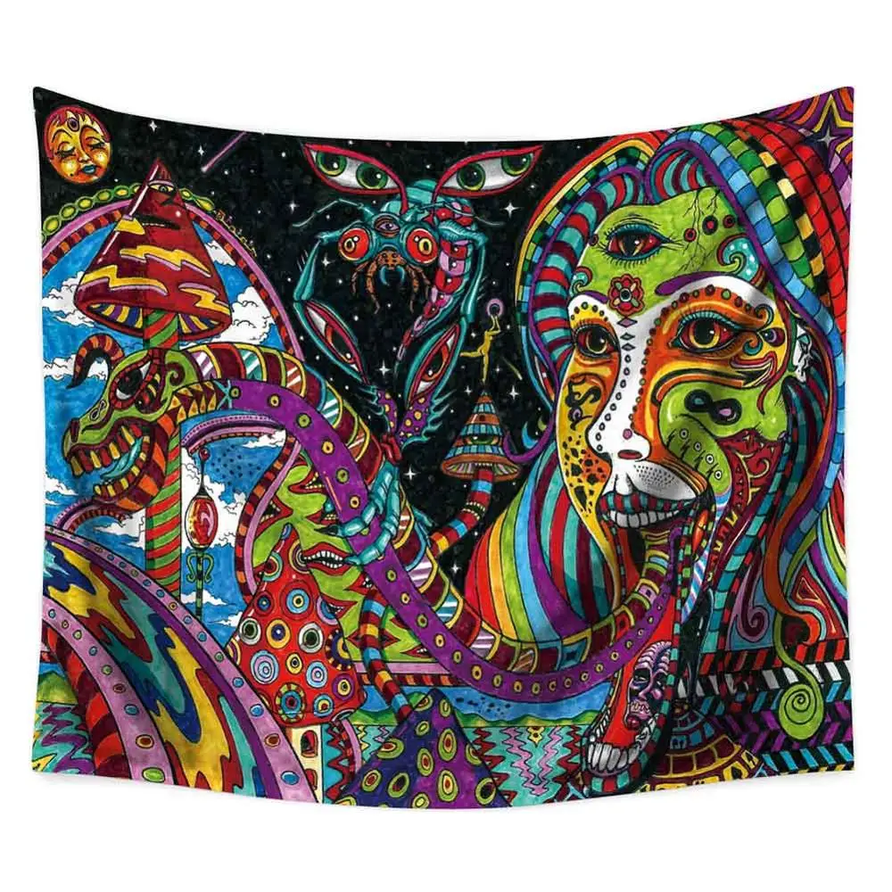 Meijuner гобелен красочные психоделические серии гобелены настенный гобелен пляжное одеяло коврик для йоги Декор для гостиной - Цвет: 3