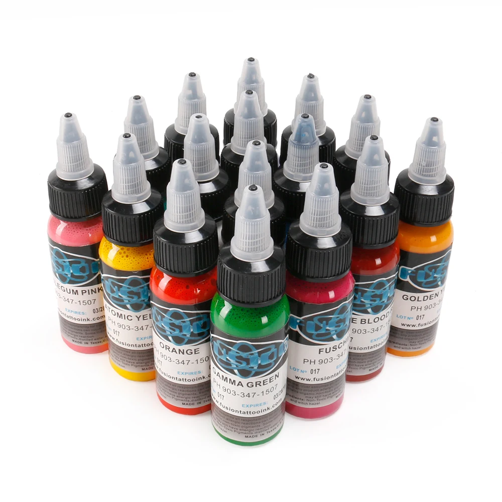 عالية تاتو عال الجودة الحبر الانصهار الوشم الحبر 16 ألوان مجموعة 1 oz. 30 ml/زجاجة الوشم طقم الطلاء ل 3D ماكياج الجمال الجلد الجسم الفن