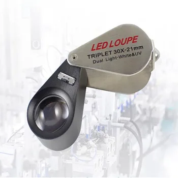 

Mini 10X Metal Magnifier Portable Foldable LED Light Magnifier Jewelry Antique Identification Waterproof Magnifying Glass