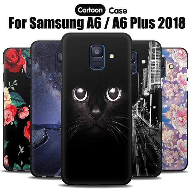 Special Price JURCHEN Soft TPU For Samsung Galaxy A6 2018 Case Cover Silicone Cartoon Print Phone Case For Samsung Galaxy A 6 Plus 2018 Case
