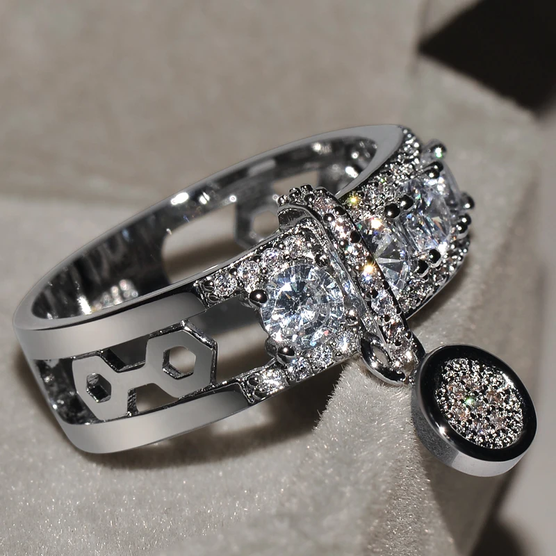 Роскошные Свадебные обручальные кольца с белым цирконием для женщин, золотые, розовые, золотые, вечерние, модные винтажные Ретро ювелирные изделия на палец