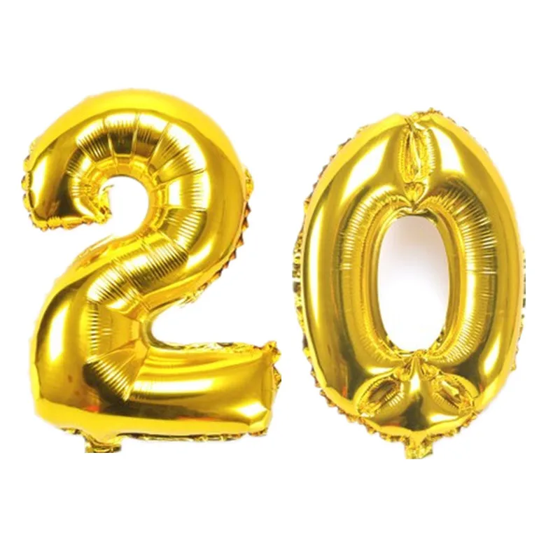 32 дюймов золото цифра воздушные шары 10 20 30 40 50 60 70, 80, 90 лет старый День рождения свадебные Юбилей DIY воздушные шары для украшения - Цвет: gold20