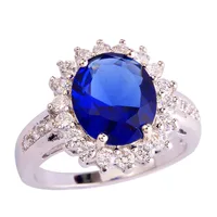Luxurious Style Blue Sapphire Quartz 925 Silver Ring Size 6 7 8 9 10 New Fashion Design Wholesale Free Shipping For WomenJewelry