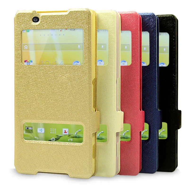 

Silk Grain Leather Phone Case For Sony Xperia L1 Quick Answer View Window Flip Cover Coque For Sony L1 L 1 G3311 G3312 G3313 5.5