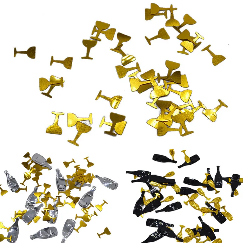 15g/pack Creative Black Gold Champagne Cup Confetti Table Decor Cheap Wedding Confetti Party Supplies Home Dining Table Decor 75