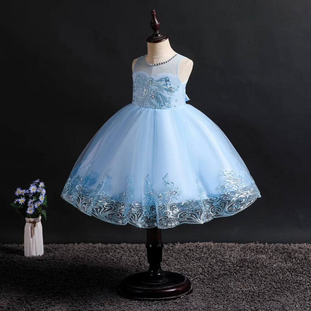 Cute Flower Baby Girl Dresses 2019 Tule Princess Dress Children Evening Clothing Sequins Kids Prom Gown For Girls Wedding Party (2)