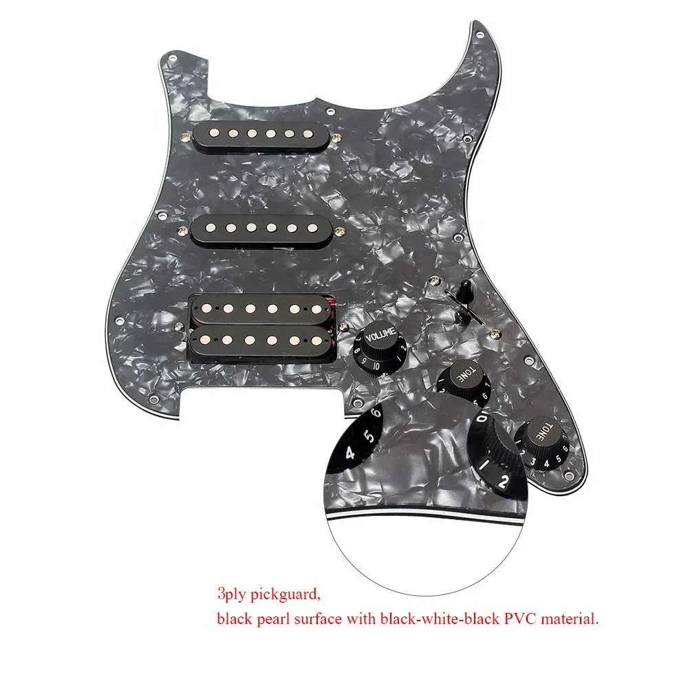 

3-ply SSH Loaded Prewired Humbucker Pickguard Pickups Set for Electric Guitar Black Pearl