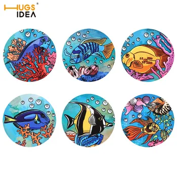 

HUGSIDEA Fashion Sea Animal Style Drink Coasters Kitchen Decoration Accessories Table Mats Heat-insulated Tea Cup Pads 6PCS/Set